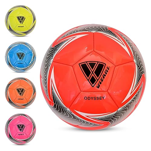 Vizari Odyssey Fußball Ball - Trainingsball Fussball mit 32-er Muster - Fußball - Rot- Größe 3 von Vizari