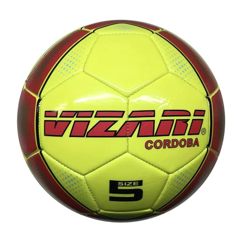 Vizari Sports Cordoba Fußball Ball - Trainingsball Fussball mit Einzigartigem Aufdruck - Fußball für Kinder & Erwachsene - In 5 Farben Erhältlich - Fussball - Neon Gelb - Größe 5 von Vizari