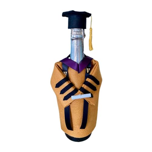 Vllold Abschlusskleidflasche – Filz, dekorativer Weinflaschenaufsatz, Hut-Set, Abschluss-Partyzubehör für Junggesellen, Familie, Absolventen, Freunde, Klassenkameraden von Vllold