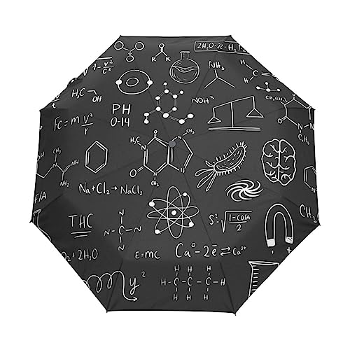 Chemische Schwarze Berechnungsformel Regenschirm Taschenschirm Kinder Jungen Mädchen UV-Schutz Auf-Zu Automatik Umbrella Verstärkt Winddichte Zusammenklappbar von Vnurnrn