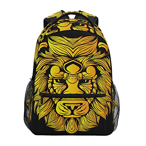 Goldener Cooler Löwenkopf Schülerrucksack Studentenrucksack Kinderrucksack Büchertasche für die Reise Mädchen Jungs von Vnurnrn