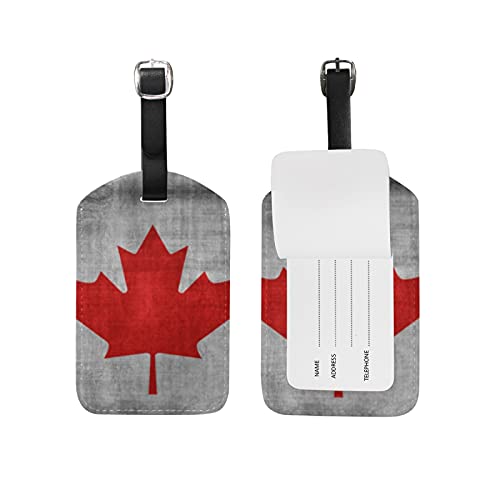 Kanada-Flaggen-Banner-Kunst Kofferanhänger mit Adressschild Lustig Leder Gepäckanhänger ID Etikett mit Namenschild für Reise Koffer Tasche(3PACK) von Vnurnrn
