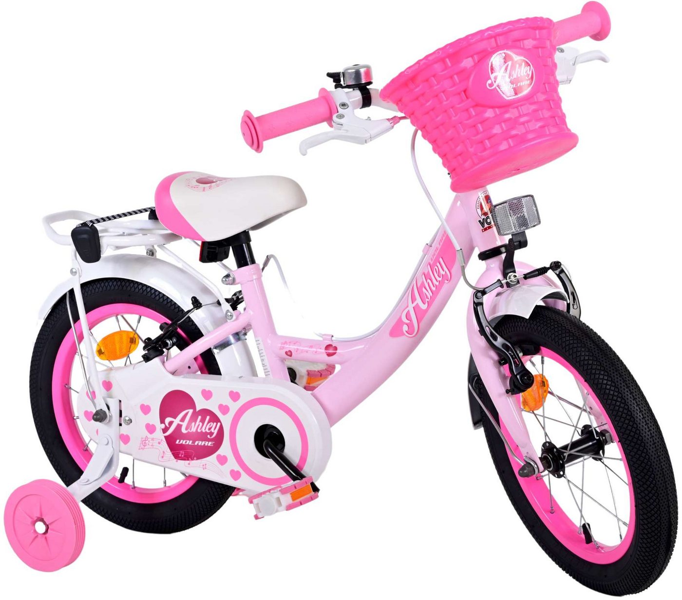 Volare Kinderfahrrad Kinderfahrrad Ashley Fahrrad für Mädchen 14 Zoll Kinderrad in Rosa von Volare