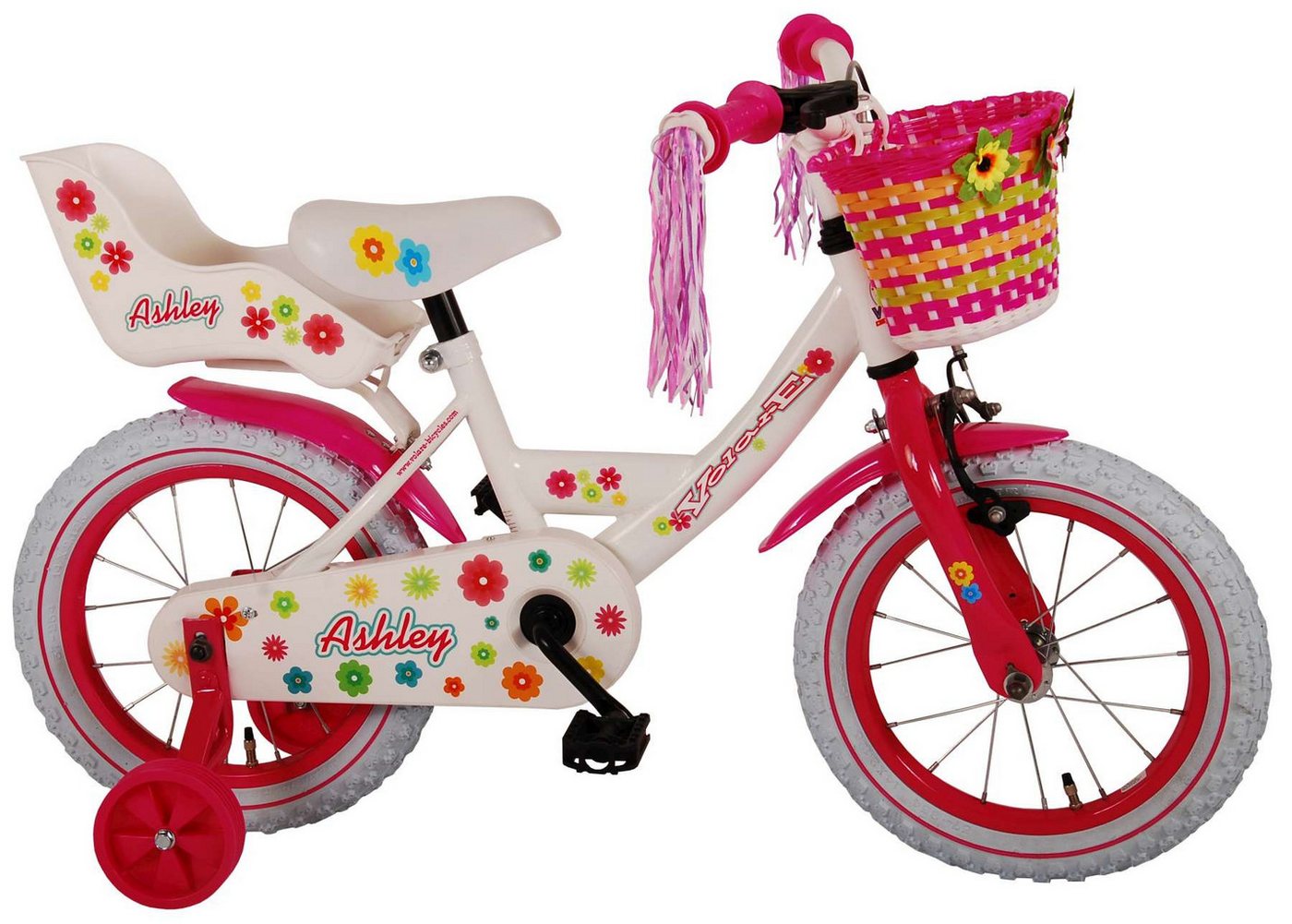 Volare Kinderfahrrad Kinderfahrrad Ashley für Mädchen 14 Zoll Kinderrad in Weiß von Volare