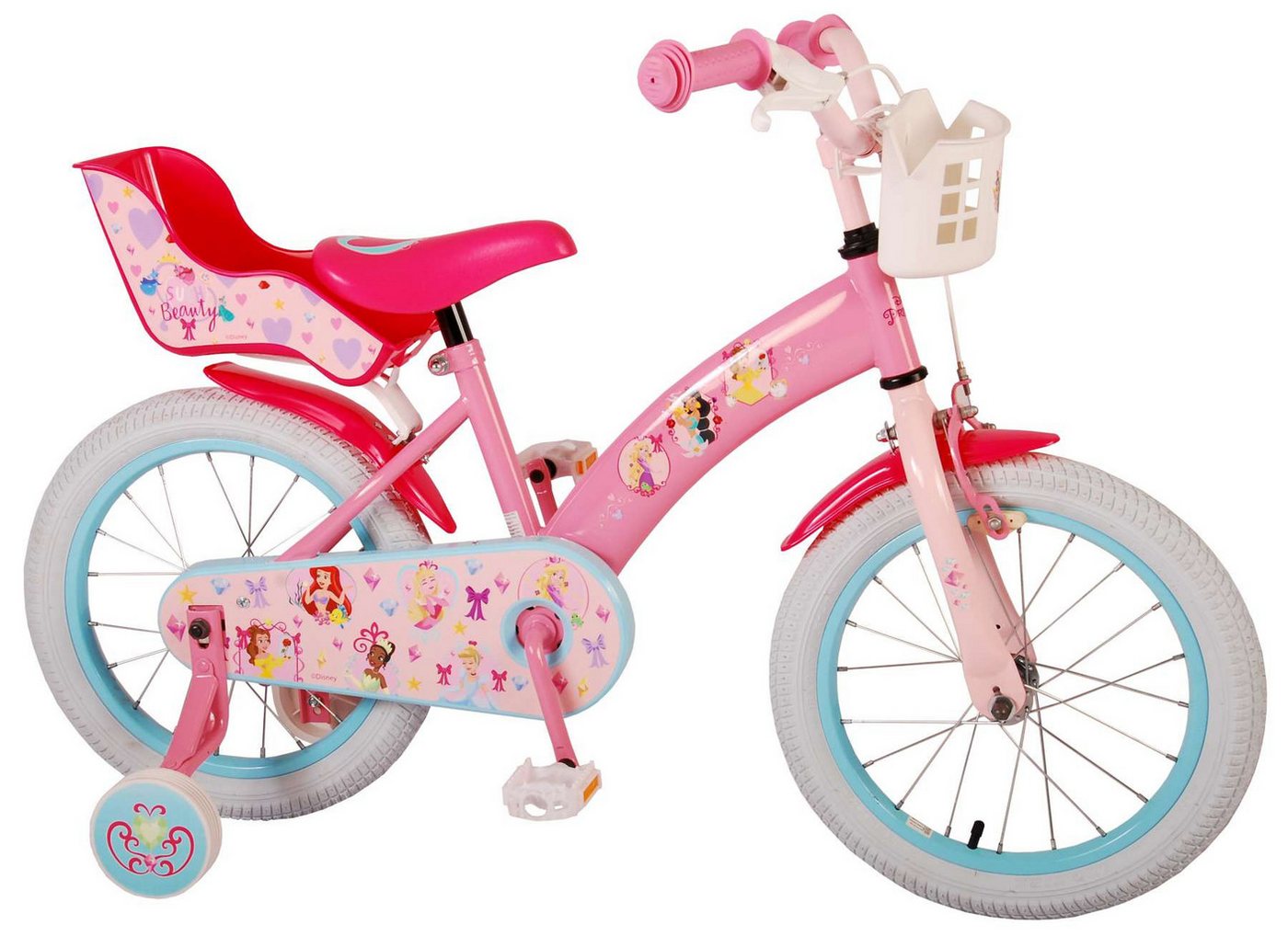 Volare Kinderfahrrad Kinderfahrrad Disney Princess für Mädchen 16 Zoll Kinderrad in Rosa von Volare