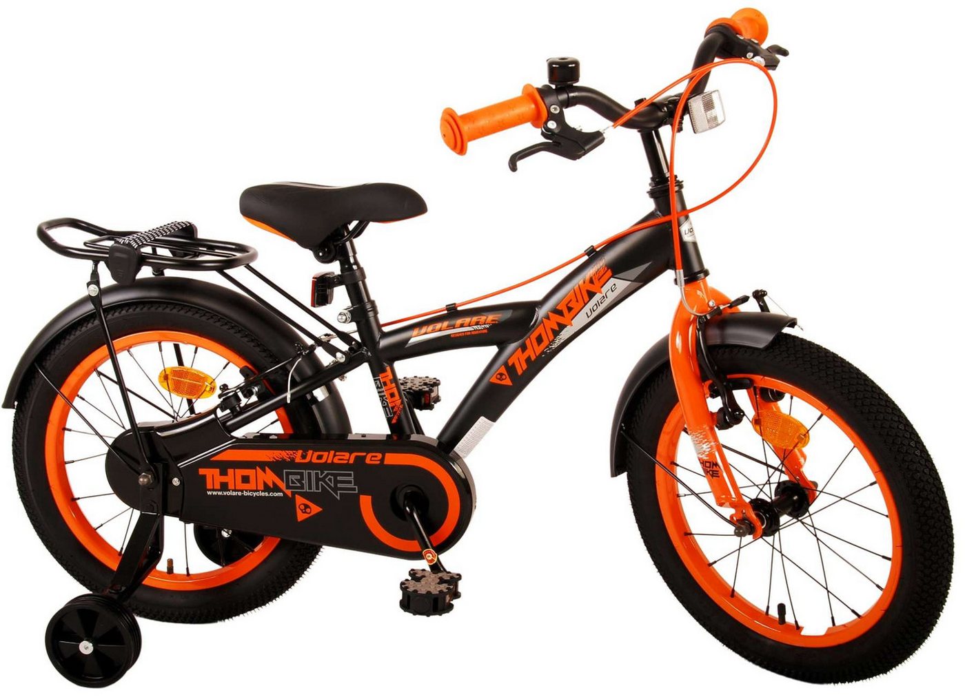 Volare Kinderfahrrad Kinderfahrrad Thombike für Jungen 16 Zoll Kinderrad in Schwarz Orange von Volare