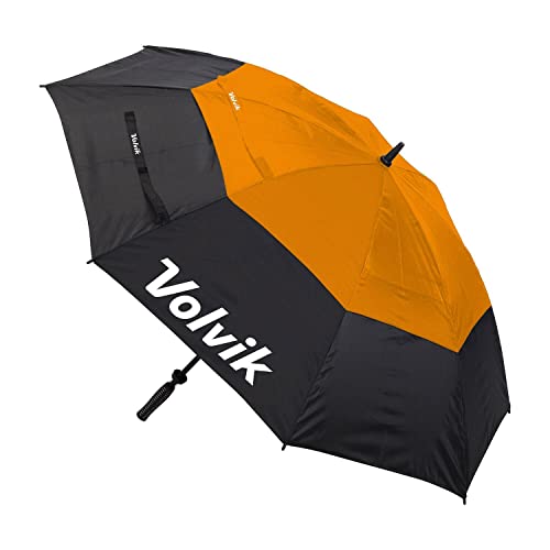 Volvik Golf Regenschirm Automatik XXL 157 cm hoch Regenwindschutz Doppelschicht Fiberglas, schwarz/orange, Einheitsgröße, Golf von Volvik