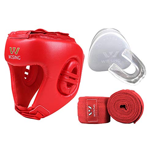 Wesing Box-Kopfbedeckung mit Handbandagen Mundschutz AIBA Kopfschutz Sets von W WESING
