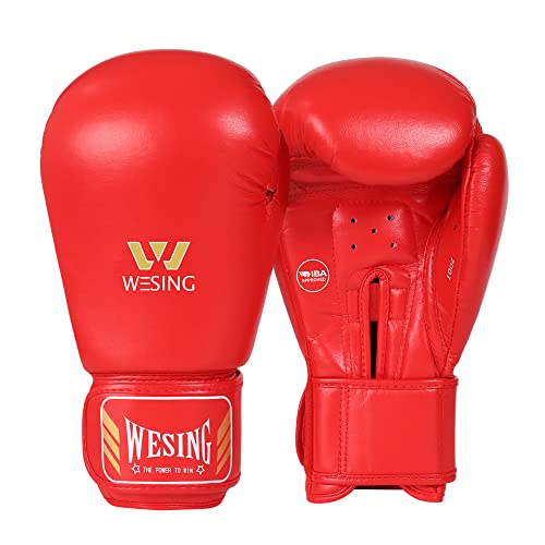 Wesing Boxhandschuhe, Aiba geprüft, Leder - rot - 340,2 g (12 oz) von W WESING