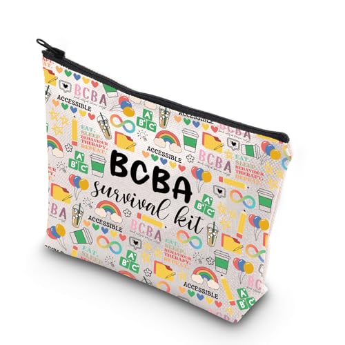 WCGXKO BCBA Survival-Kit mit Reißverschluss, Make-up-Tasche, Geschenk für BCBA-Therapeuten, Verhaltenstherapeuten, BCBA Zugänge, Leinen von WCGXKO