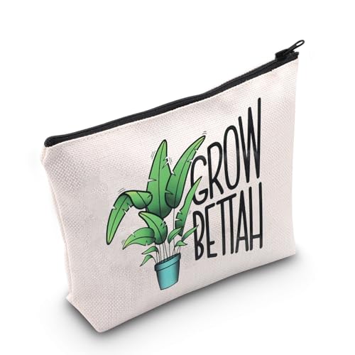 WCGXKO Kosmetiktasche mit Zitat von TV-Show, inspiriert von Grow Bettah Plant Lover Crowley mit Reißverschluss, Beige, B-wachsen Bettah von WCGXKO