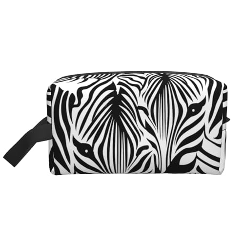 Abstrakter Tier-Zebra-Druck, Make-up-Tasche, Kosmetiktasche, tragbare Reise-Kulturtasche, Make-up-Tasche, Organizer von WEVFGHI
