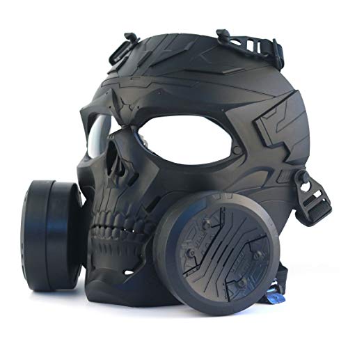WISEONUS Taktische Airsoft Maske Paintball Schutzausrüstung Masken Attrappe transparente Linse mechanische Totenkopfmaske von WISEONUS