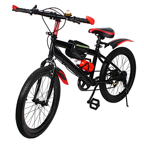 WSIKGHU Mountainbike 20 Zoll Kinderfahrrad Fahrrad mit Kotflügeln 7 Gang Mountainbike für Jungen und Mädchen Federrad aus Kohlenstoffstahl Fahrradgeschenk für 125 cm bis 155 cm (Rot) von WSIKGHU