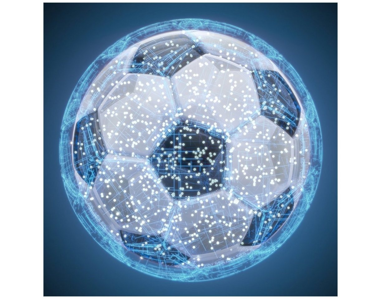 Wallario Möbelfolie Fußball digital - Netzwerk in blau von Wallario