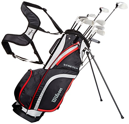 Wilson Anfänger-Amazon Exclusive Komplettsatz, 10 Golfschläger mit Carrybag, Herren, Rechtshand, Stretch XL, schwarz/grau/rot, WGG157551 von Wilson