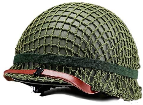 Winer Outdoor WW2 US M1 Helm Stahlgrün mit Mesh Mesh Canvas Kinn Cat Eye Gürtel Einstellbare Größe von Winer Outdoor