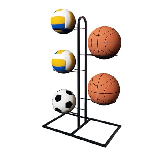 Wpsagek Basketballständer, 2/3/4/5 Stufiges Vertikale Ballaufbewahrung, Innenbereich Ballregal, Metall Ballständer Display Halter Für Fußball Basketball von Wpsagek