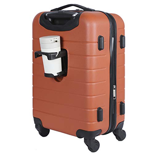 Wrangler Smart Gepäckset mit Getränkehalter und USB-Anschluss, Burnt orange, 20-Inch Carry-On, Smart Gepäck-Set mit Getränkehalter und USB-Port von Wrangler