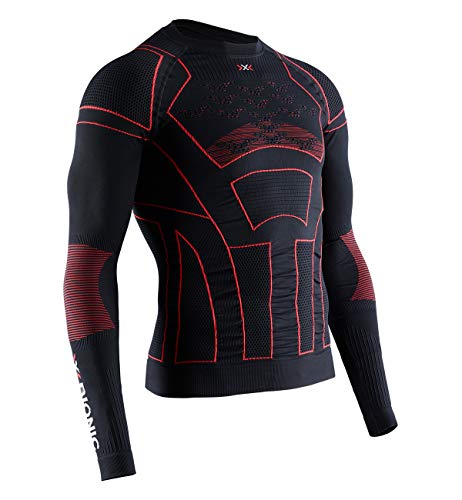 X-Bionic Herren Moto Energizer 4.0 Long Sleeve T Shirt, B019 Opal Black/Signal Red, M EU von X-Bionic