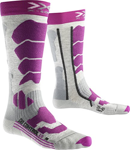 X-Socks Damen Socken SKI CONTROL 2.0 LADY, Light Grey Melange/Violet, 37/38, X100091 von X-Socks