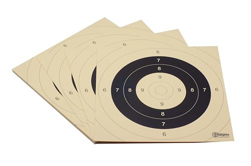 Zielscheiben *P25 Target* | 26x26 cm | Schießscheibenkarton 200g/m² | Ideal für Präzision und Mehrdistanz schießen | 9er, 10er und Mouche in Papierfarbe (50 Stück) von X-Targets