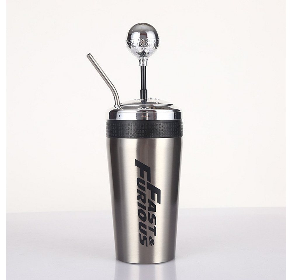 XDeer Trinkflasche Fast and Furious 10 Wasserbecher mit Strohhalm und Deckel, 500 ml,aus 304 Edelstahl, Wippe Gangschaltung Stil von XDeer