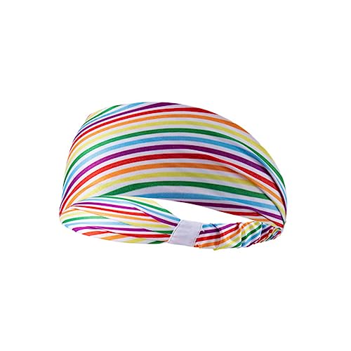 XINGLIDA Haarband, Regenbogen-Druck, elastisches Stirnband, Sport-Haarbänder, Cheering Squard, Kostüm-Zubehör, Kopfband, Regenbogen-Druck (1#) von XINGLIDA