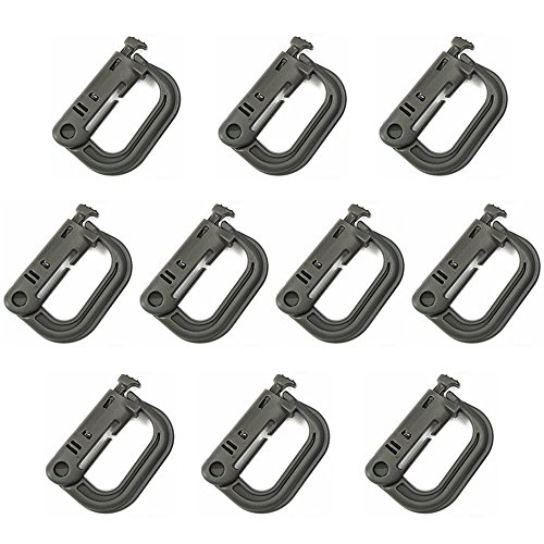 Karabiner Clip Verschluss Klein Plastik D Ring Schlüsselanhänger für Rucksack and MOLLE System Zubehör 10 Stück Grün von XUE