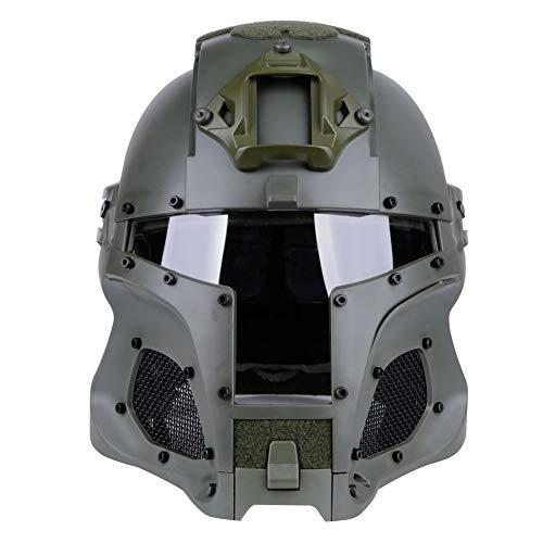 XUE Airsoft Helm mit Maske und Schutzbrille Ausgezeichneter Schutz Full Head Gesichtsmaske Fast Taktische Paintball Helm mit Full Face Gesichtsschutz für Softair Jagd Halloween (Grün) von XUE