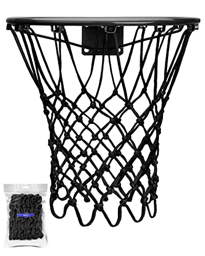 XXXYYY Schwarzes Basketballnetz für den Außenbereich, strapazierfähig, 2022, professionelle On-Court-Qualität [195 g], Allwetter-Anti-Peitsche, 12 Schlaufen von XXXYYY