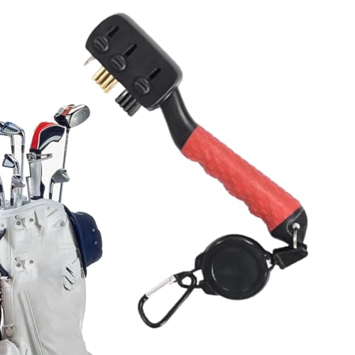Xeihuul Golfschlägerbürste, Golfballreiniger | Multifunktionale Golfrillen-Reinigungsbürste | Golfschläger-Rillen-Peeling, praktisches Golf-Werkzeug mit Karabinerhaken, ergonomisch geformte von Xeihuul