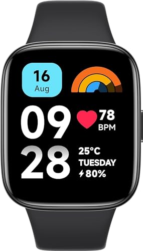Xiaomi Redmi Watch 3 Active, 1,83 Zoll-LCD-Display, Bluetooth-Telefonanrufe, SpO2- und Herzfrequenzüberwachung, 5 ATM Wasserbeständigkeit, 12 Tage Akkulaufzeit, 100+ Fitnessmodus, Schwarz von Xiaomi