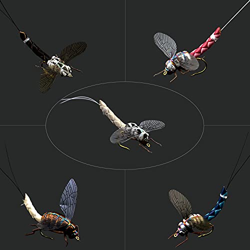 Fliegenfischen-Set mit Fliegenbox/Nymphen/Trockenfliegen, Nassfliegen/Luftschlangen/realistische Fliegen (Ephemera) von YAZHIDA