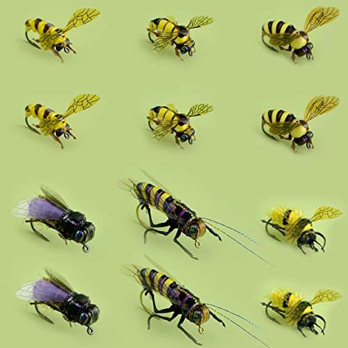 YAZHIDA Realistische Fliegen Fliegenfischen Fliegen Kit - Handgemachte Trocken/Nass/Fliegen Angeln Köder (Biene) von YAZHIDA