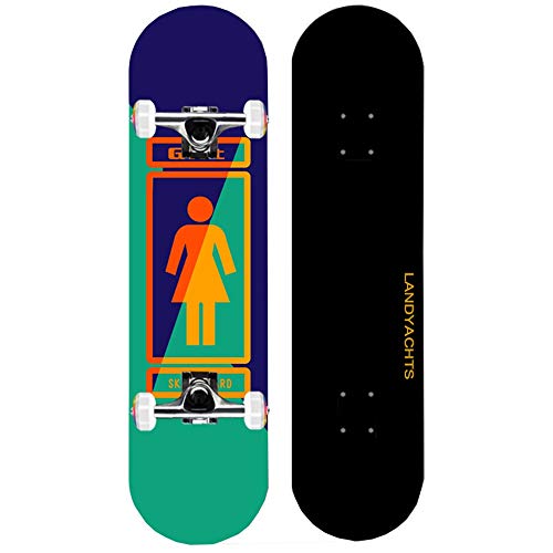 Skateboard-Deck für Erwachsene und Kinder, 31 Zoll, professionelles Skateboard für Extremsportarten und Rollen im Freien, 7-lagiges Ahorn-Double-Kick-Skateboard für Kinder, komplett von YDAWRY