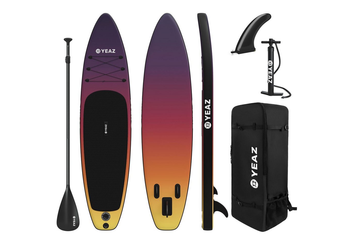 YEAZ Inflatable SUP-Board SUNSET BEACH - EXOTRACE - SET sup board und kit, Inflatable SUP Board, (Set), inkl. Zubehör wie Paddel, Handpumpe und Rucksack von YEAZ