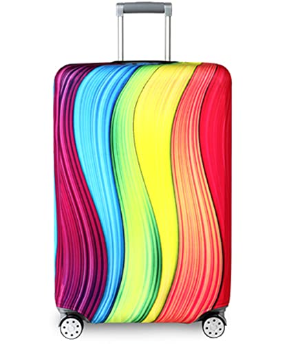 YEKEYI Reise Suitcase Protector Reißverschluss Koffer Abdeckung Waschbar Drucken Gepäck Abdeckung 18-32 Zoll (Rainbow, M(for22-24 inch Luggage)) von YEKEYI