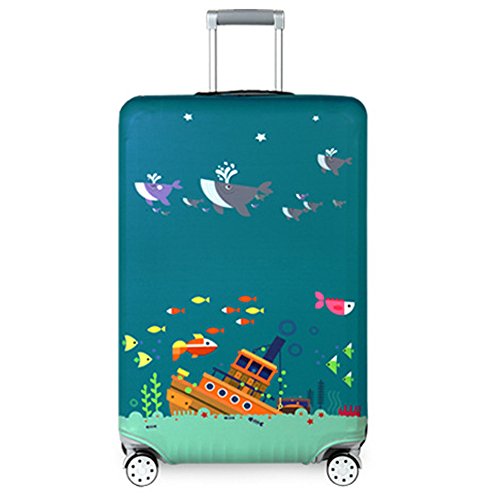 Reise Suitcase Protector Reißverschluss Koffer Abdeckung Waschbar Drucken Gepäck Abdeckung 18-32 Zoll (Sky Blue, XL(for29-32 inch Luggage)) von YEKEYI