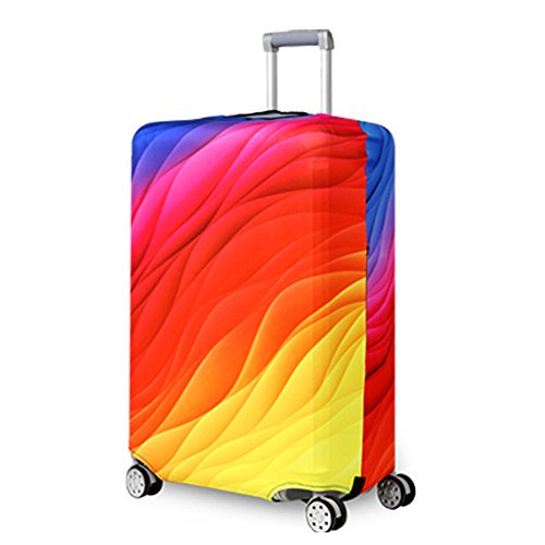 Reise Suitcase Protector Reißverschluss Koffer Abdeckung Waschbar Drucken Gepäck Abdeckung 18-32 Zoll (red, L(for26-28 inch Luggage)) von YEKEYI