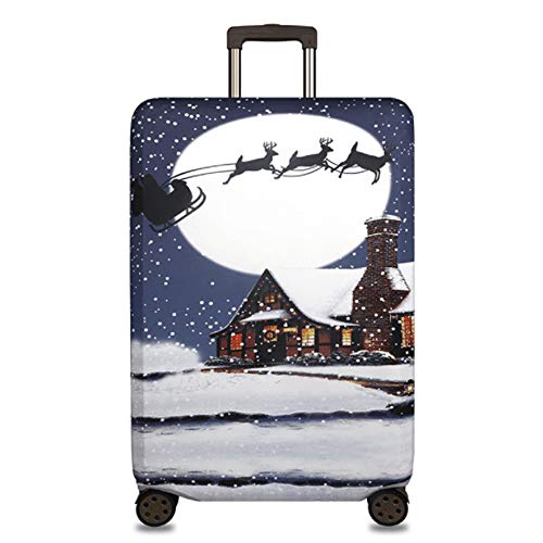 YEKEYI Reise Suitcase Protector Reißverschluss Koffer Abdeckung Waschbar Drucken Gepäck Abdeckung 18-32 Zoll (Christmas Deer, L) von YEKEYI