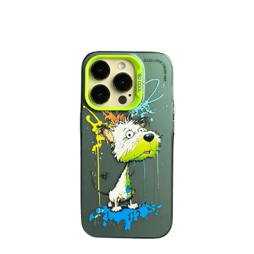YMLHAQ Handyhülle Für I-Phone 15 14 13 12 11 Pro Max Hülle Schutzhülle Anime Fun Coole Ideen-für I-Phone X Xs-Green Billing Dog von YMLHAQ