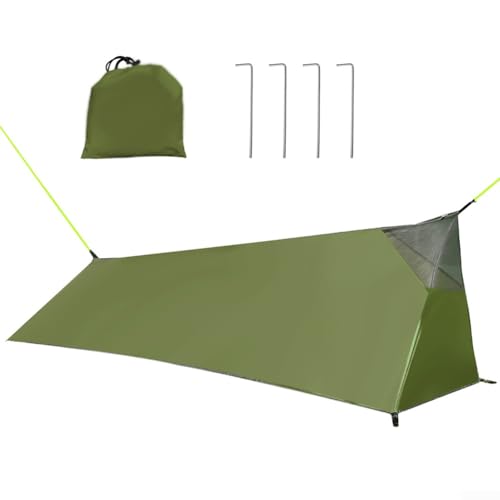 YUANGANG Poleless Tragbares A-Rahmen-Campingzelt, ultraleichtes Campingzelt, Sommer, Einzelpersonen-Netz-Innenbelüftung, Netz (grün) von YUANGANG