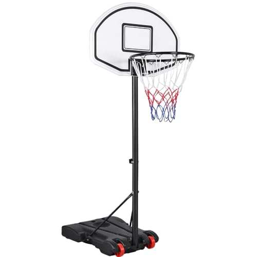 Yaheetech Basketballständer Mobile Basketballkorb mit Rollen und befüllbarer Ständer Höhenverstellbar Basketballanlage Outdoor Tragbar Korbanlage für 14+ Jahre Alt von Yaheetech