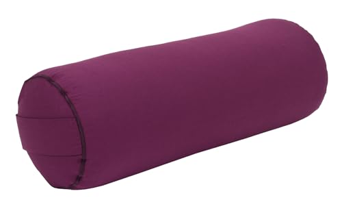 Yogabox Yogabolster aus regionaler Herstellung für Yin-Yoga, Ø22 cm, Yoga Rolle mit Buchweizenschalen, Waschbarer Bezug aus 100% Baumwolle, Yoga Bolster Rolle für Restorative Yoga, aubergine von Yogabox