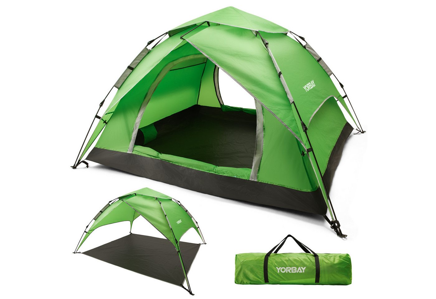 Yorbay Kuppelzelt 2 in 1 Pop Up Campingzelt doppelwandig wasserdicht UV-Schutz, (mit Heringen, Windseile und Tragetasche), für 2-3 Personen für Wandern, Trekking, Outdoor von Yorbay