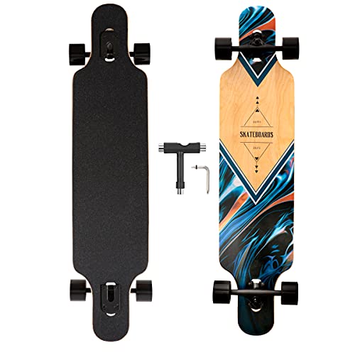 Longboard, 8-lagigem Ahornholz Cruiser komplettes Skateboard,Longboards für mädchen Erwachsene jung anfänger mit T-Tool und PU-Räder (Farbe) von Yzszsjc