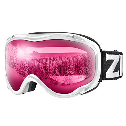 ZIONOR Skibrille für Herren Damen Jugend, Lagopus Snowboard Brille OTG UV-Schutz Anti-Nebel Schneebrille für Snowboarden Skifahren Skaten von ZIONOR