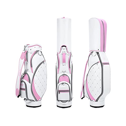Golftasche, tragbare wasserdichte Mikrofaser-Leder-Golfwagentasche, Boden mit hoher Härte, Golf-Standbag-Reise-Golfschlägertaschen, leicht zu reinigen (Grau: Pink) von ZJDYDY