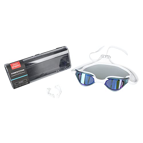 ZLXHDL Schwimmbrille, kein ufen, UV-Schutz, Schwimmbrille, hochauflösende Gläser, Schwimmbrille für Erwachsene für Schwimmrennbrillen (Weiß Blau) von ZLXHDL